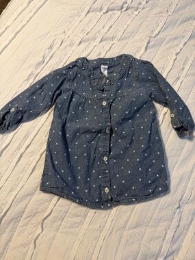 Carter's 3T Navy Chambray Polka Dot shirt